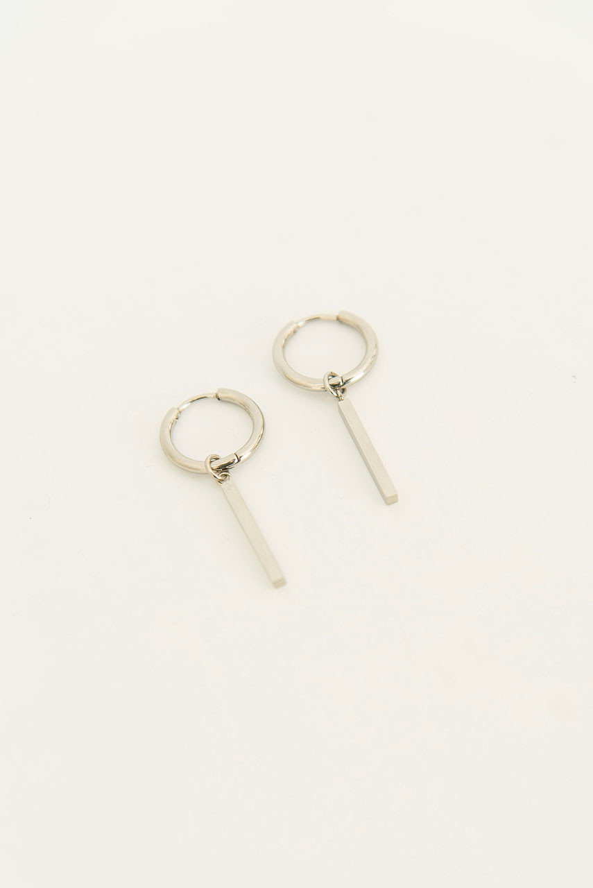 Menswear | Block Drop Earrings, Surgical Stainless Steel