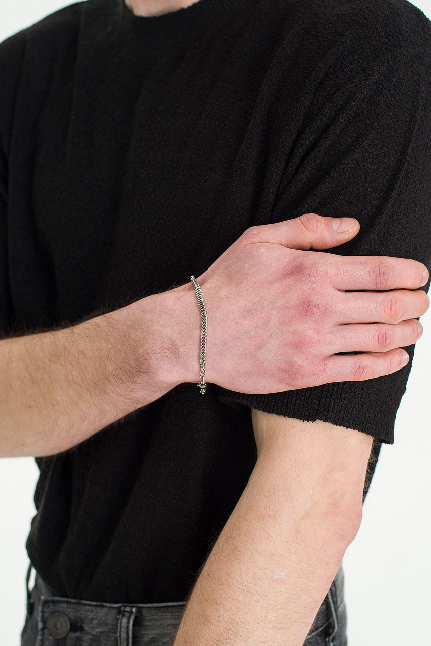 Menswear | Tight Curb Chain Bracelet, Silver Colour Plated