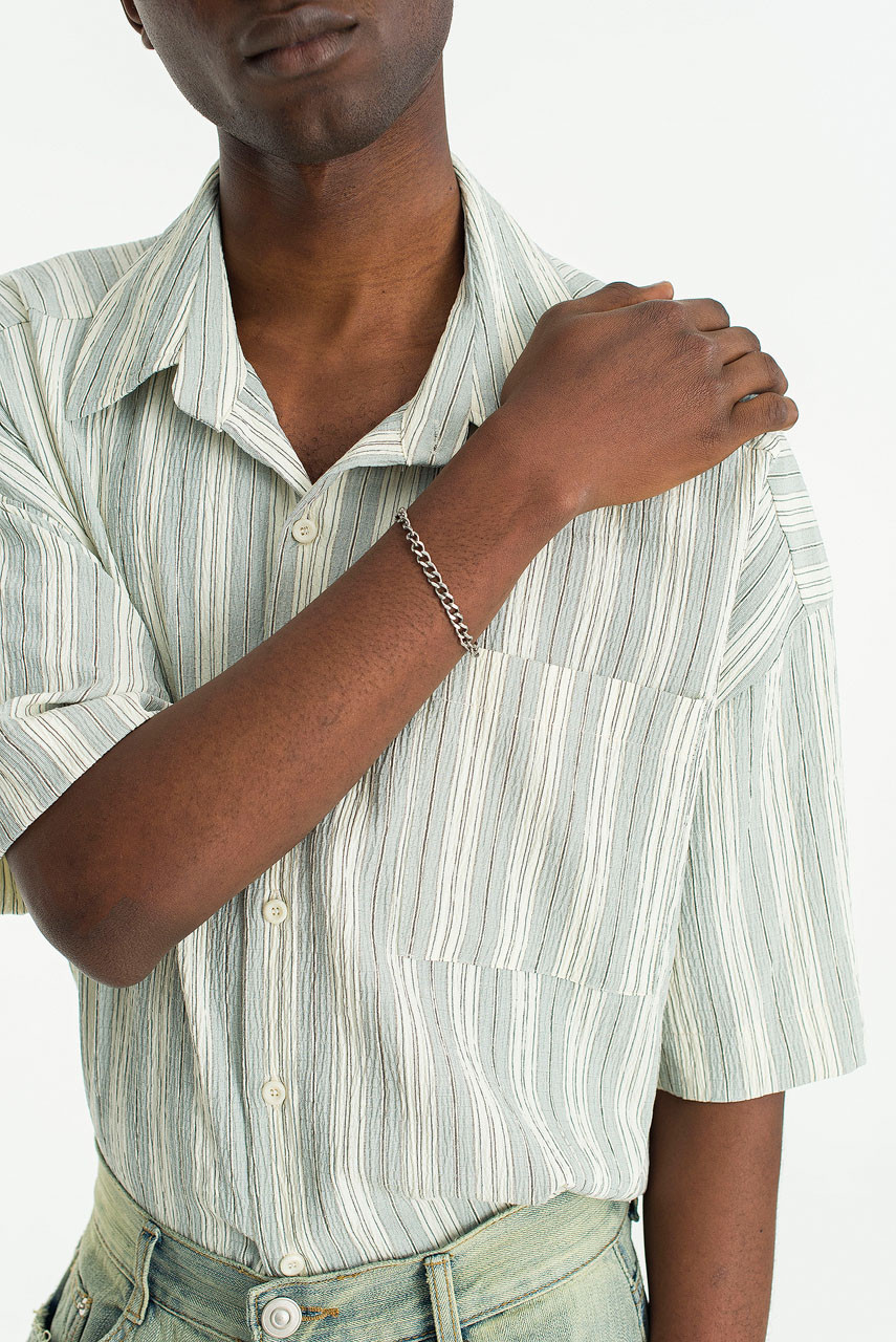 Menswear | Chunky Curb Bracelet, Silver Colour Plated