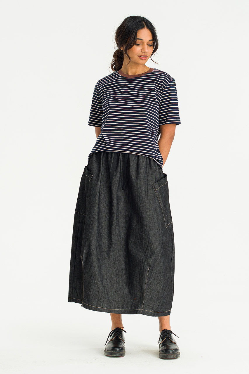 Anna Stripe Short Sleeve Tee, Navy