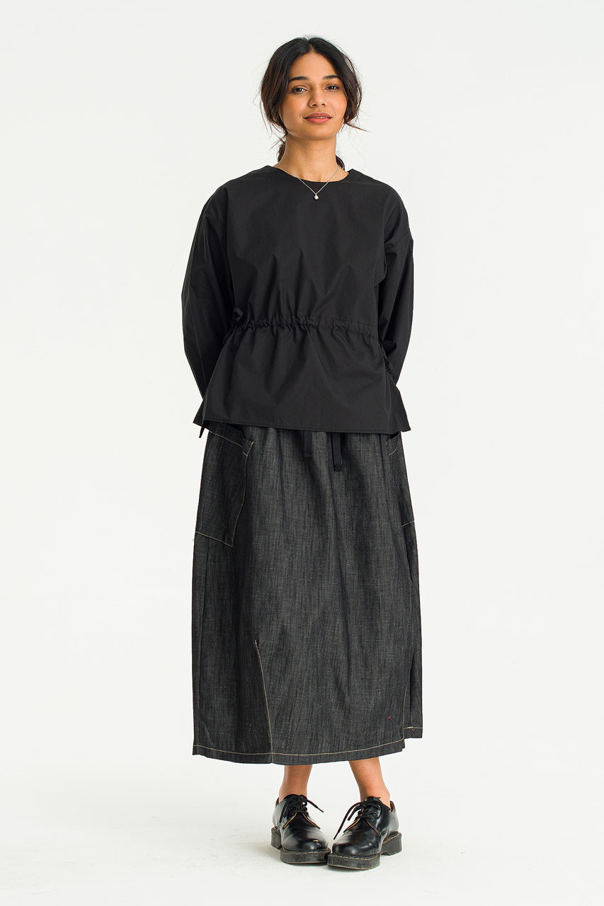 Aoi Waist String Pocket Skirt, Black