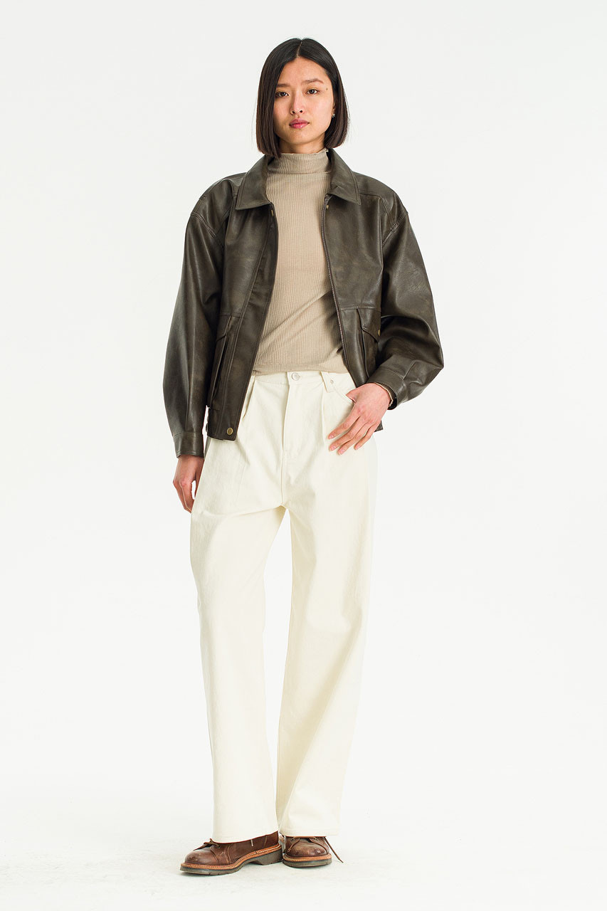 Yoko Vegan Leather Blouson, Brown