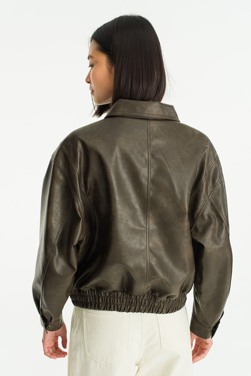 Yoko Vegan Leather Blouson, Brown