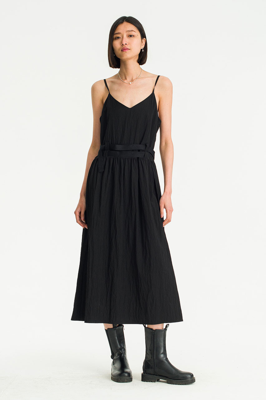 Agathe Belted Cami Dress, Black
