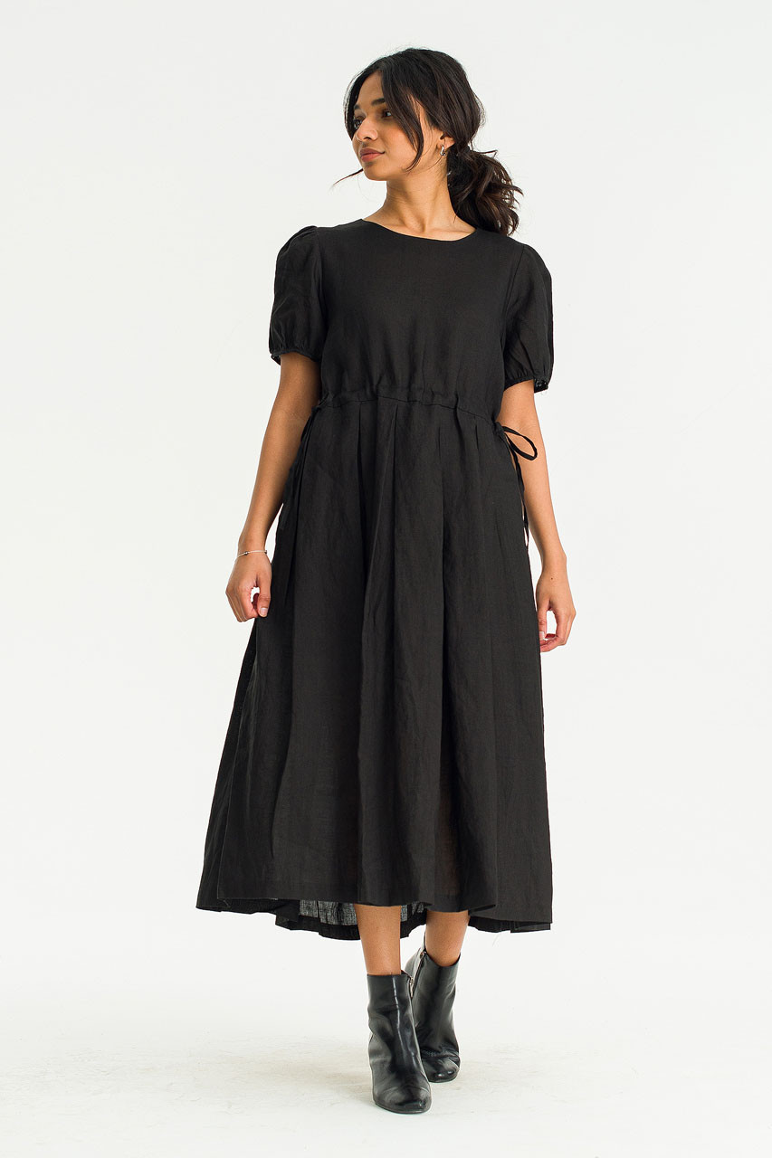 Marian Ribbon Waist Dress, Black