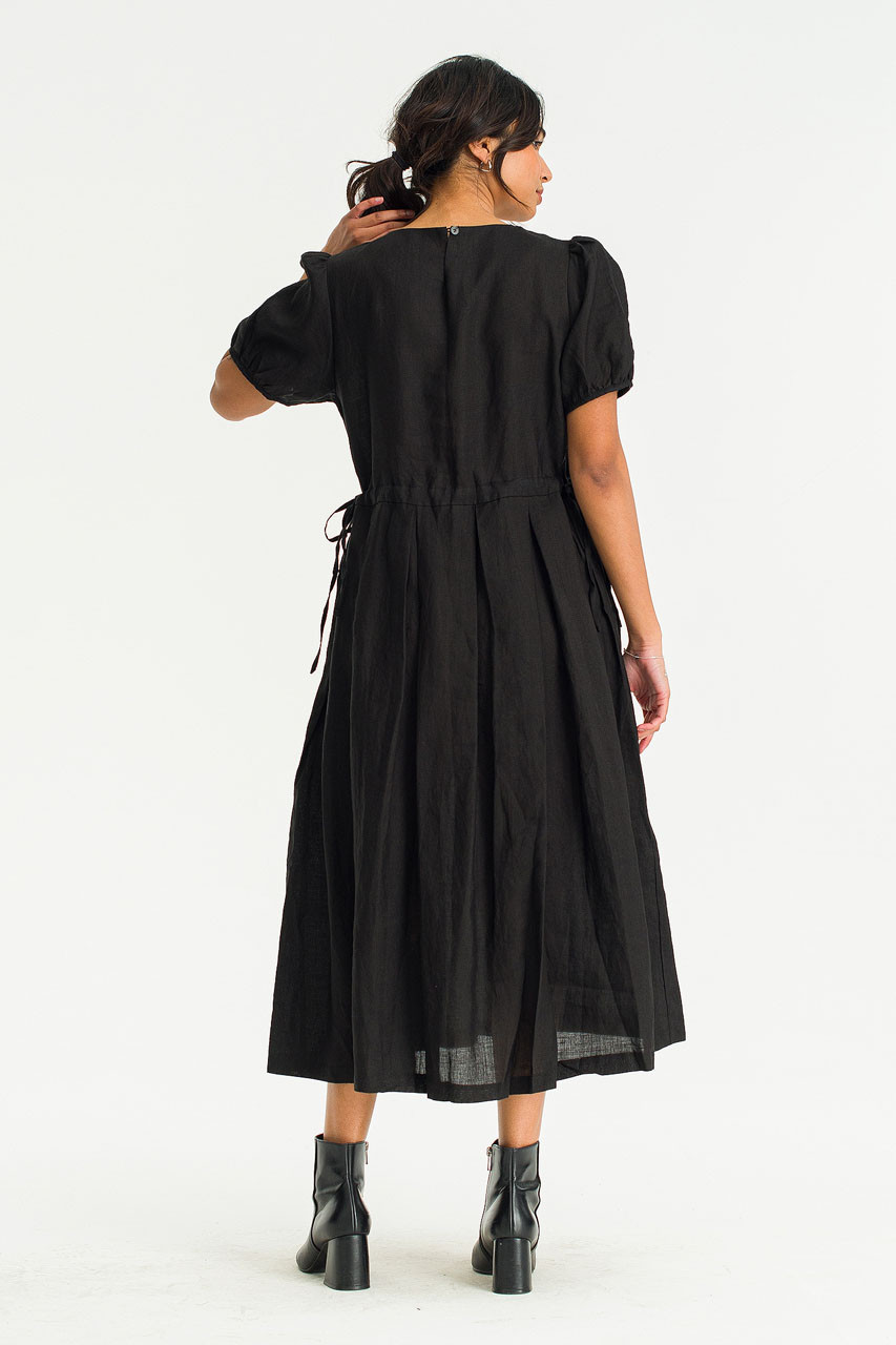 Marian Ribbon Waist Dress, Black