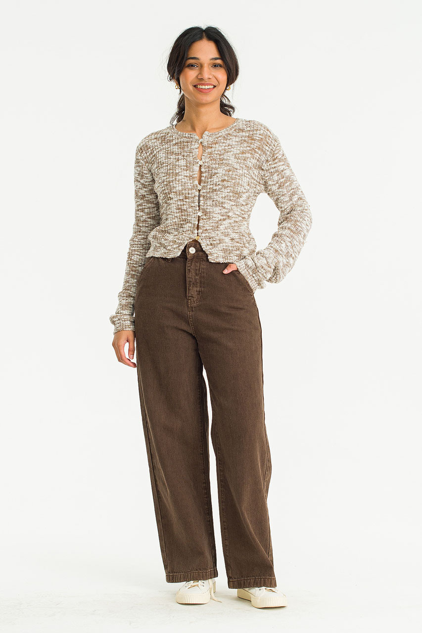Boucle Light Weight Cardigan, Brown