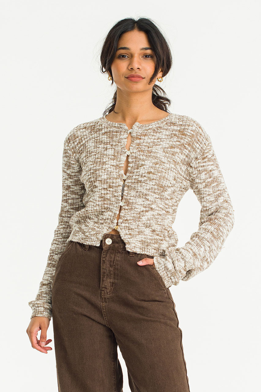 Boucle Light Weight Cardigan, Brown