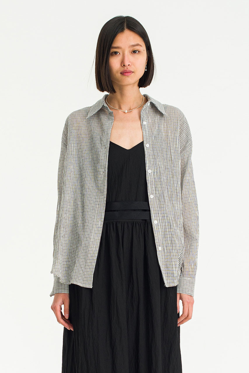 Hanako Over Check Shirt, Ivory