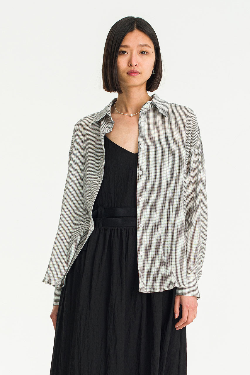 Hanako Over Check Shirt, Ivory