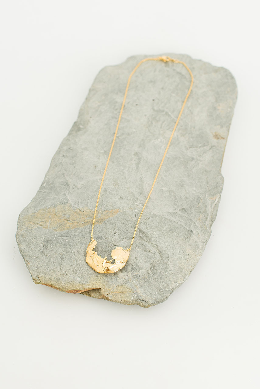 Wave Abstract Necklace, Gold Plated