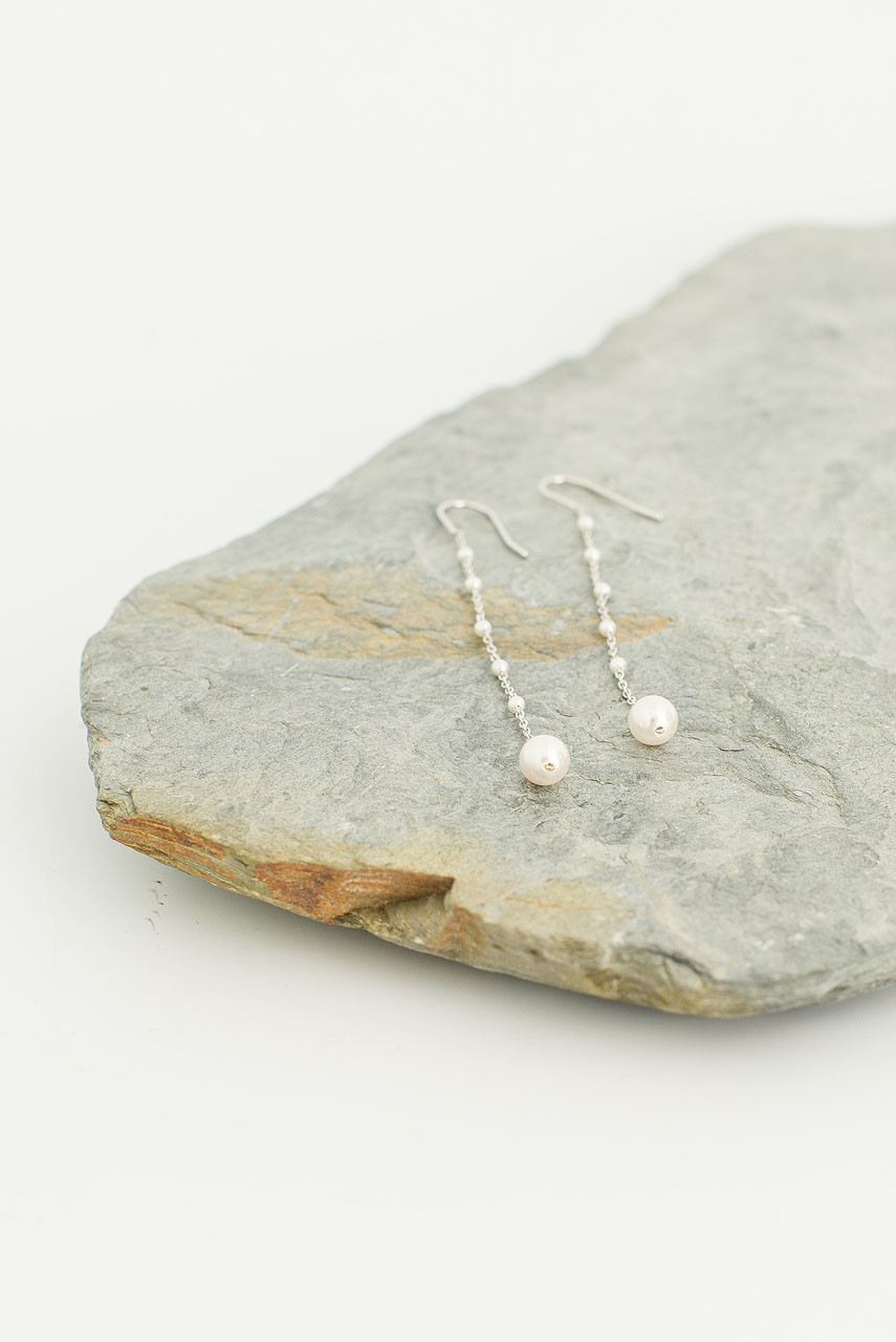 Sakura Pearl Drop Earrings, Sterling Silver