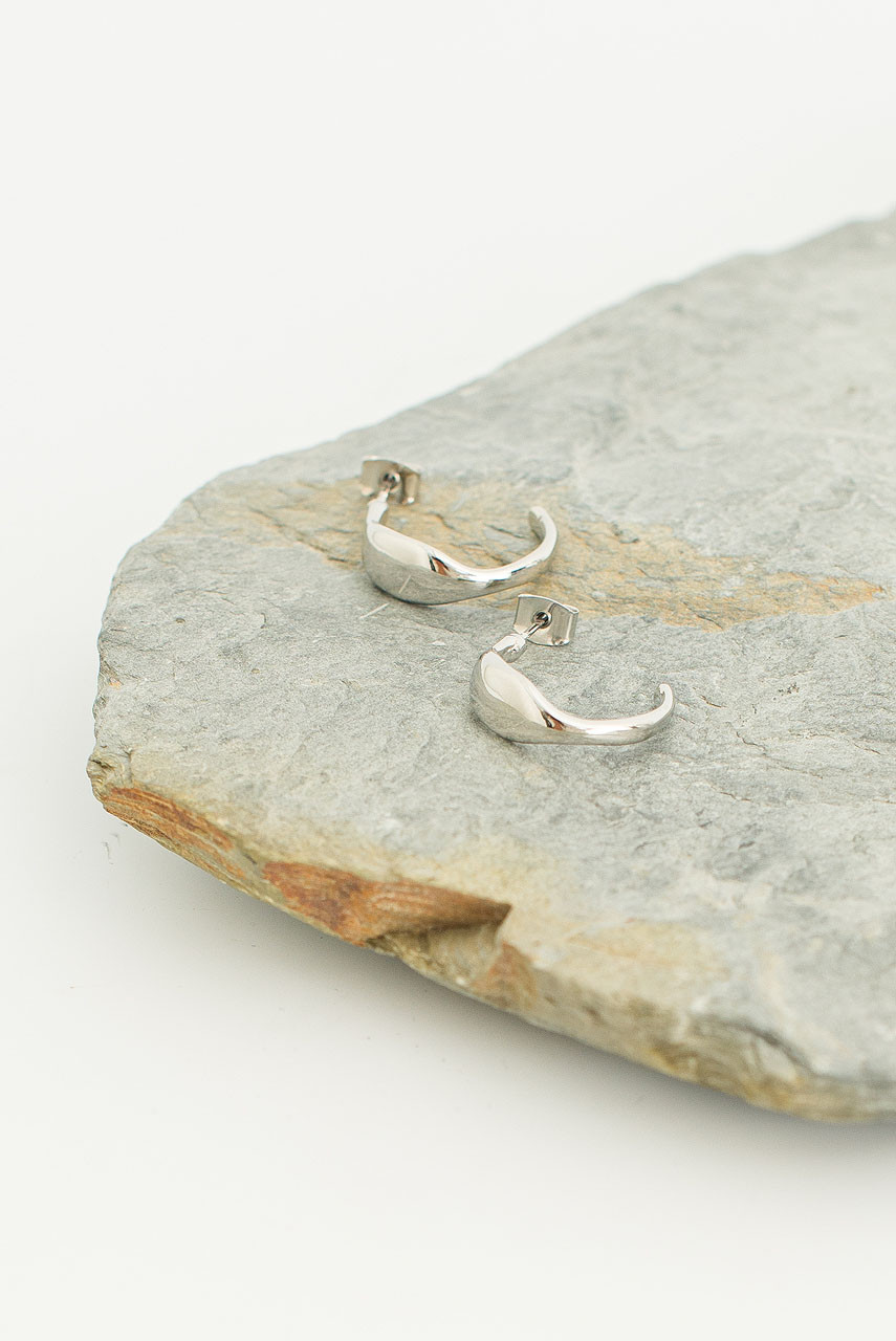Nara Pressed Hoops, Silver Colour Plated