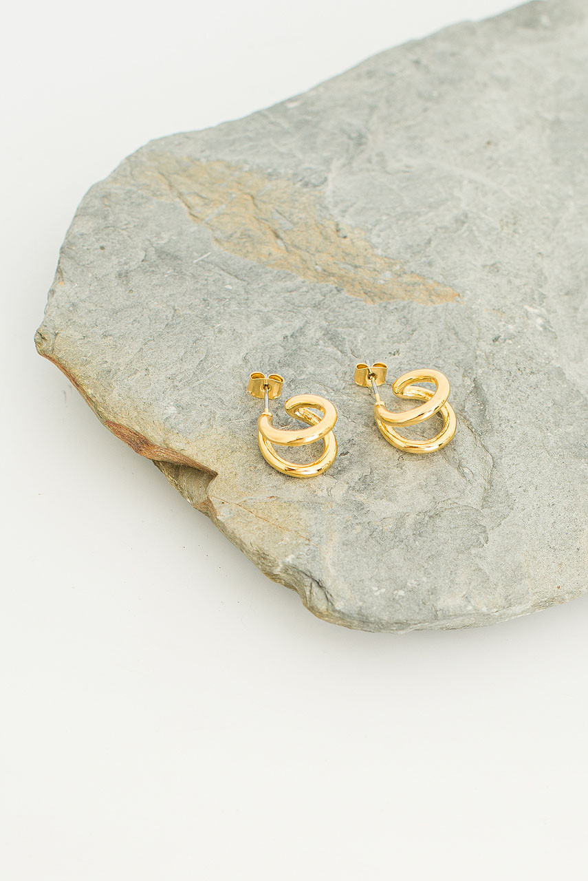 Kalli Twin Hoop Earrings, Gold Colour Plated