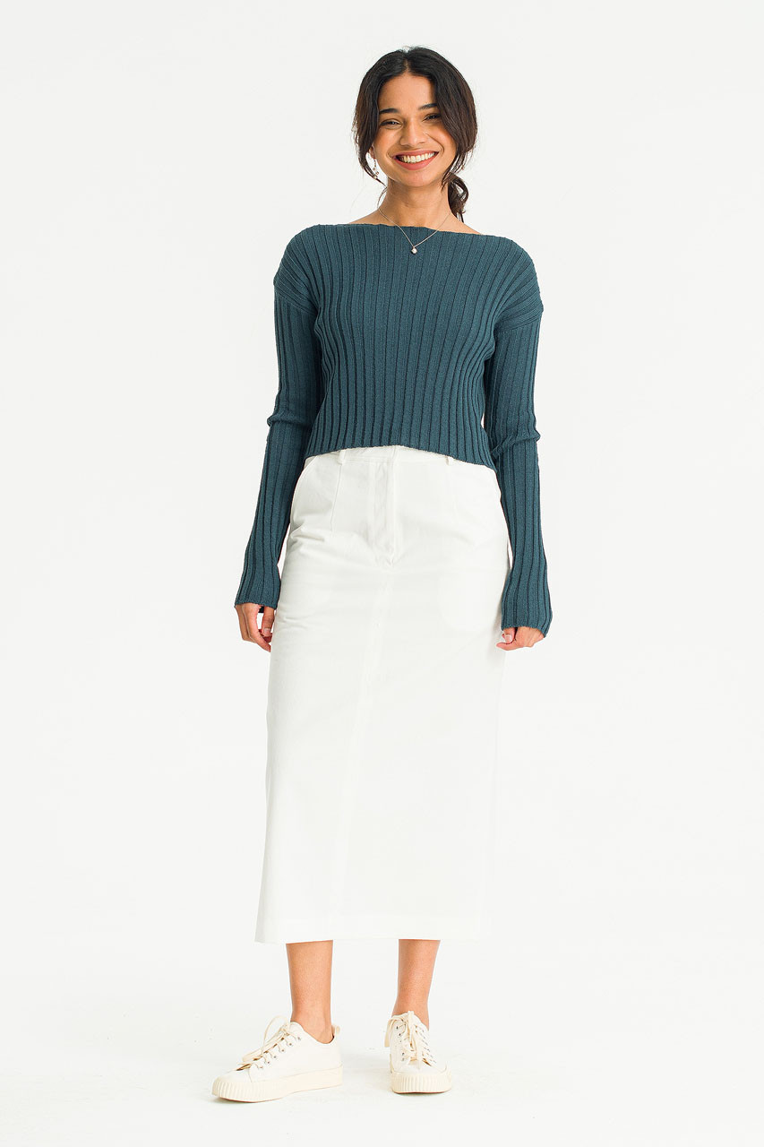 Giorgia Ribbed Crop Jumper, Teal