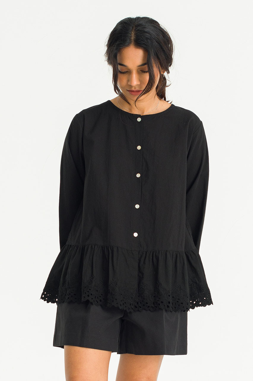Yuna Lace Blouse, Black