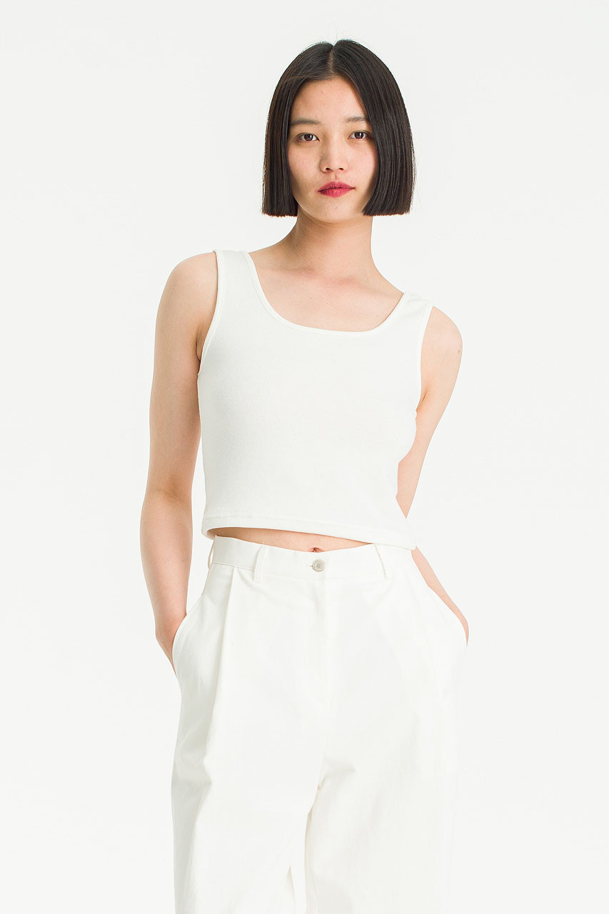 Sleeveless Crop Tee, Ivory
