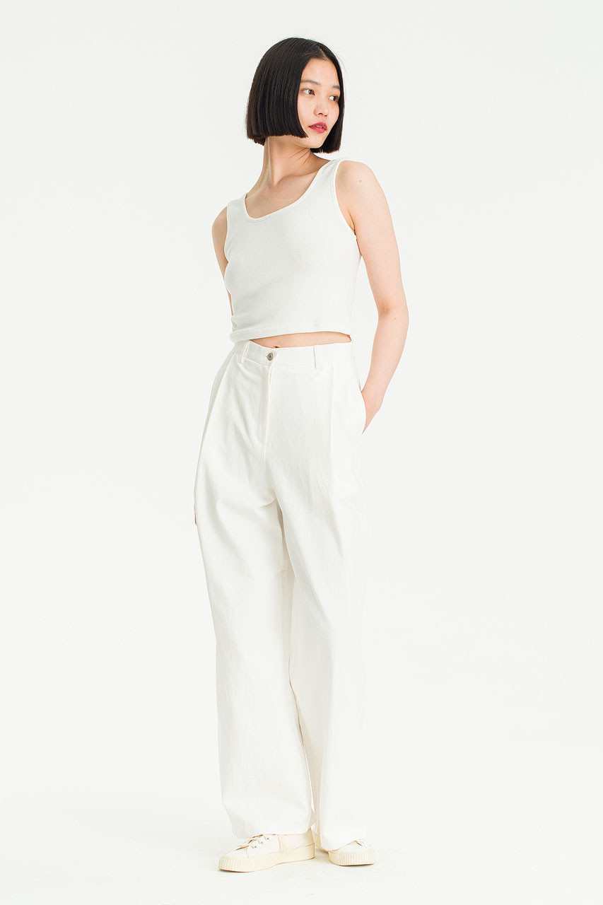 Sleeveless Crop Tee, Ivory
