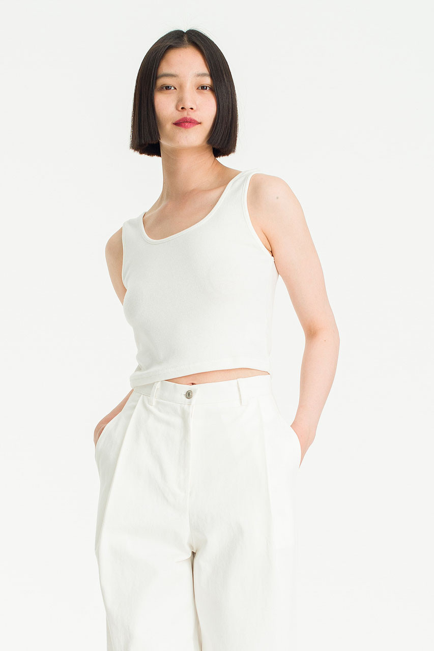 Sleeveless Crop Tee, Ivory