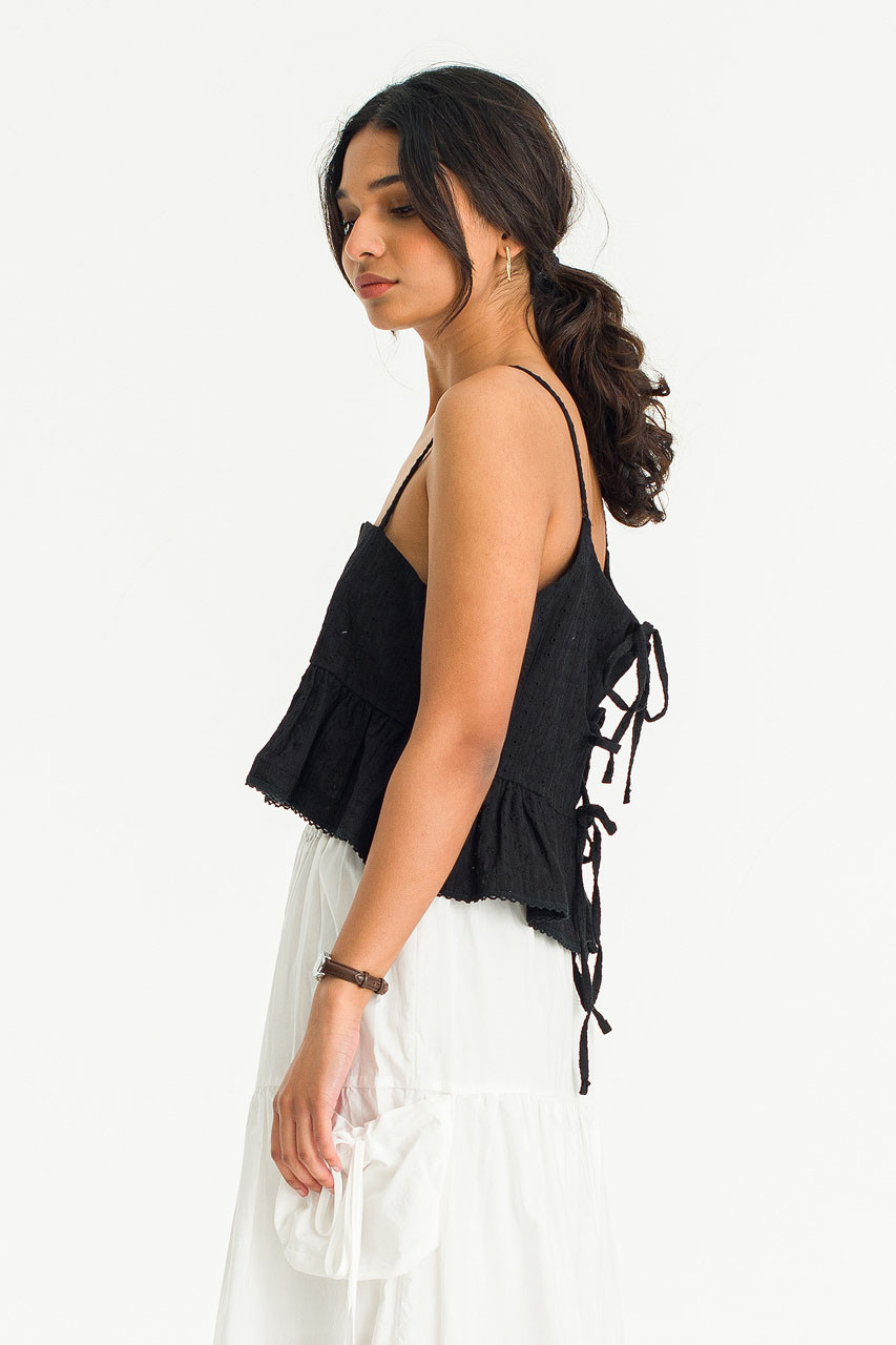 Kiara Cotton Embossed Bustier, Black