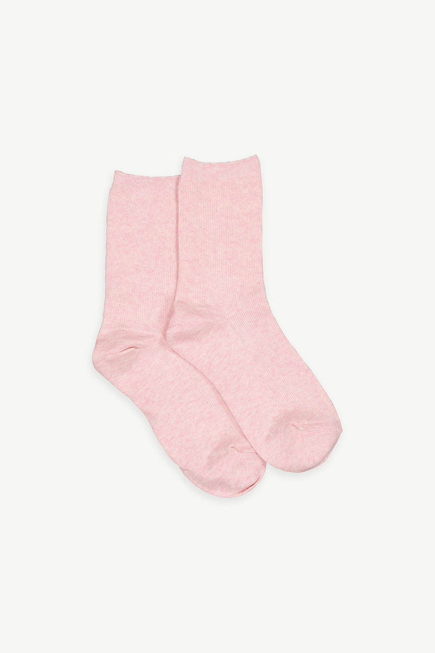 Colour Point Ribbed Socks, Melange Pink