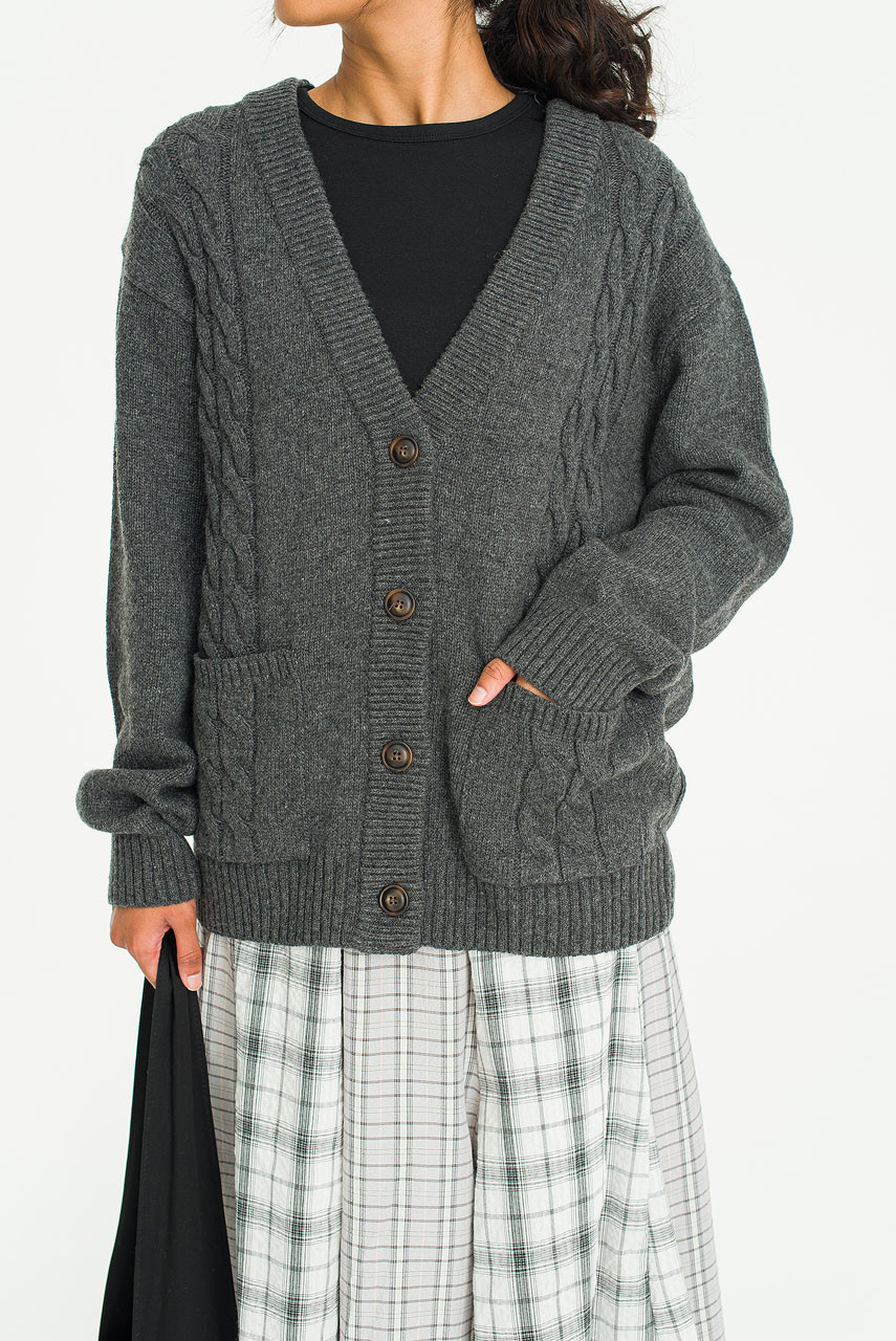 トップス heve bubbly 2way cable cardigan charcoal Knitted