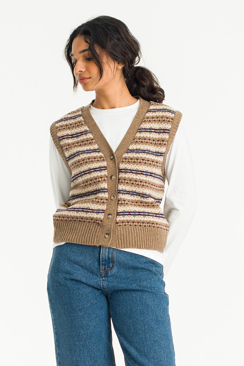 RONRON ♥KITTY RONRON FAIR ISLE KNIT VEST/追跡付 론론(RONRON) KITTY RONRON FAIR ISLE KNIT VEST IVORY - 사이즈