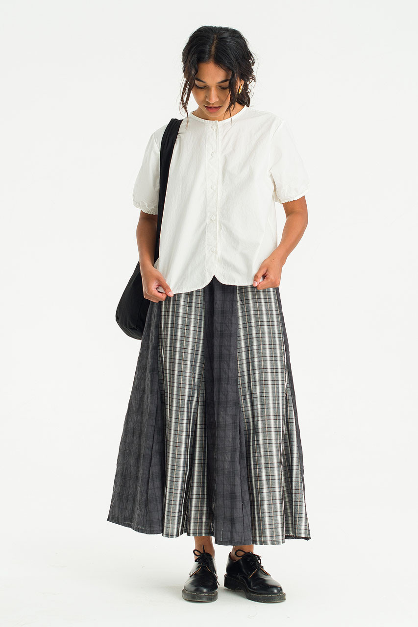 Narumi Contrast Check Skirt, Charcoal