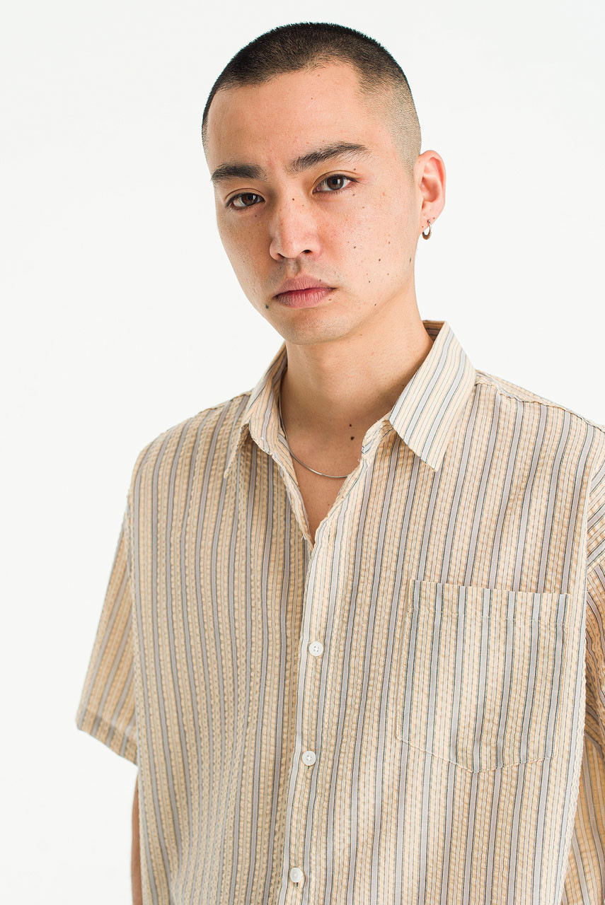 Menswear | Seersucker Striped Shirt, Blue Stripe