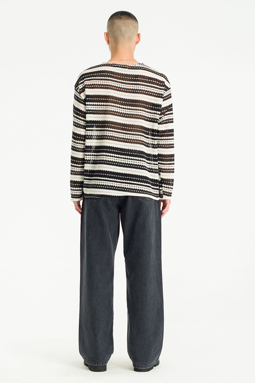 Menswear | Stripe Knitted Tee, Black