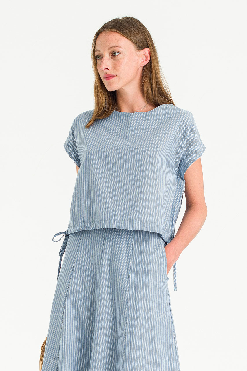 Hana Stripe Top & Skirt Set, Blue