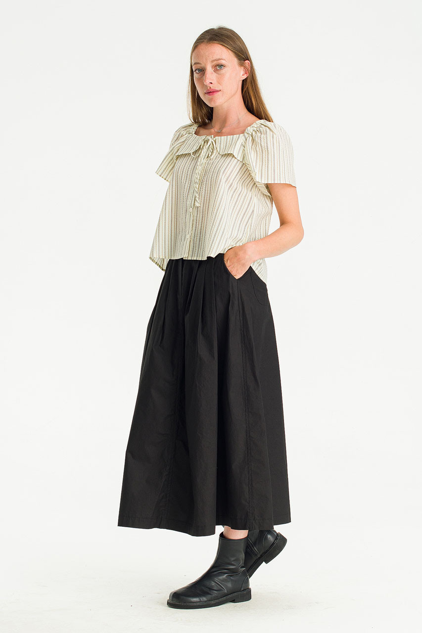 Daiene  Pin Stripe Frill Blouse, Brown