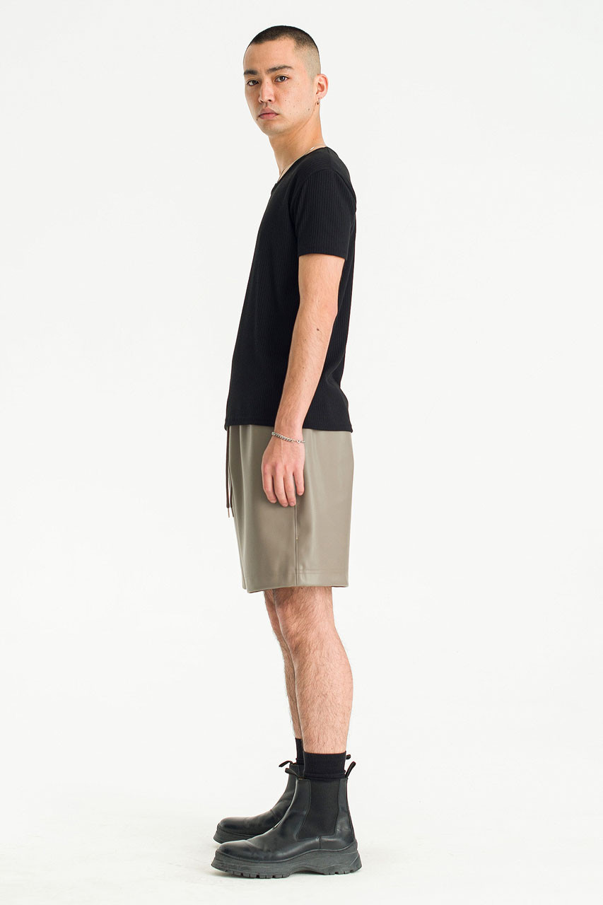 Menswear | Pleather Gym Shorts, Taupe