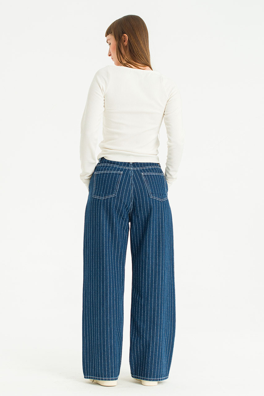 Ludovica Stripe Jean, Mid Blue