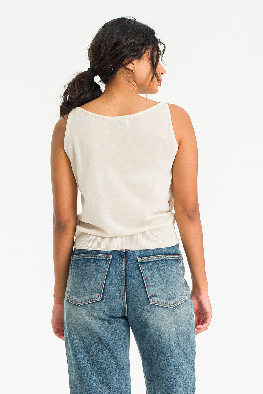 Boat Neck Sleeveless Knit, Oat