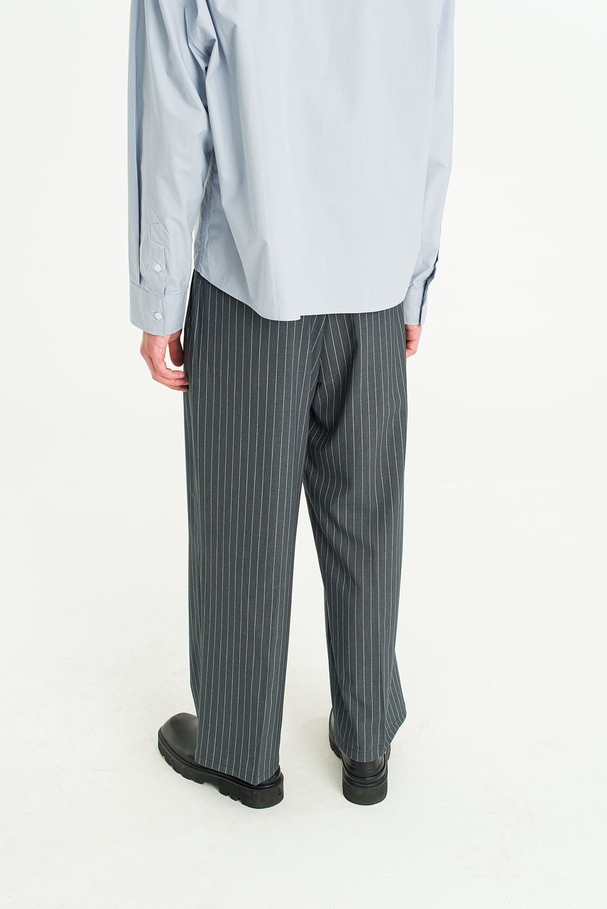 Menswear | Pinstripe Suit Trousers, Charcoal