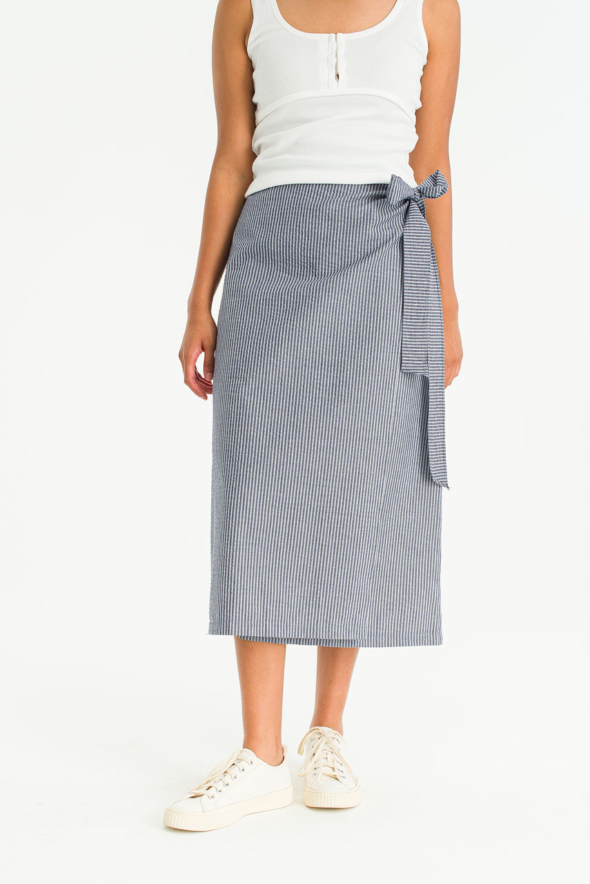 Manon Gingham Wrap Skirt, Navy