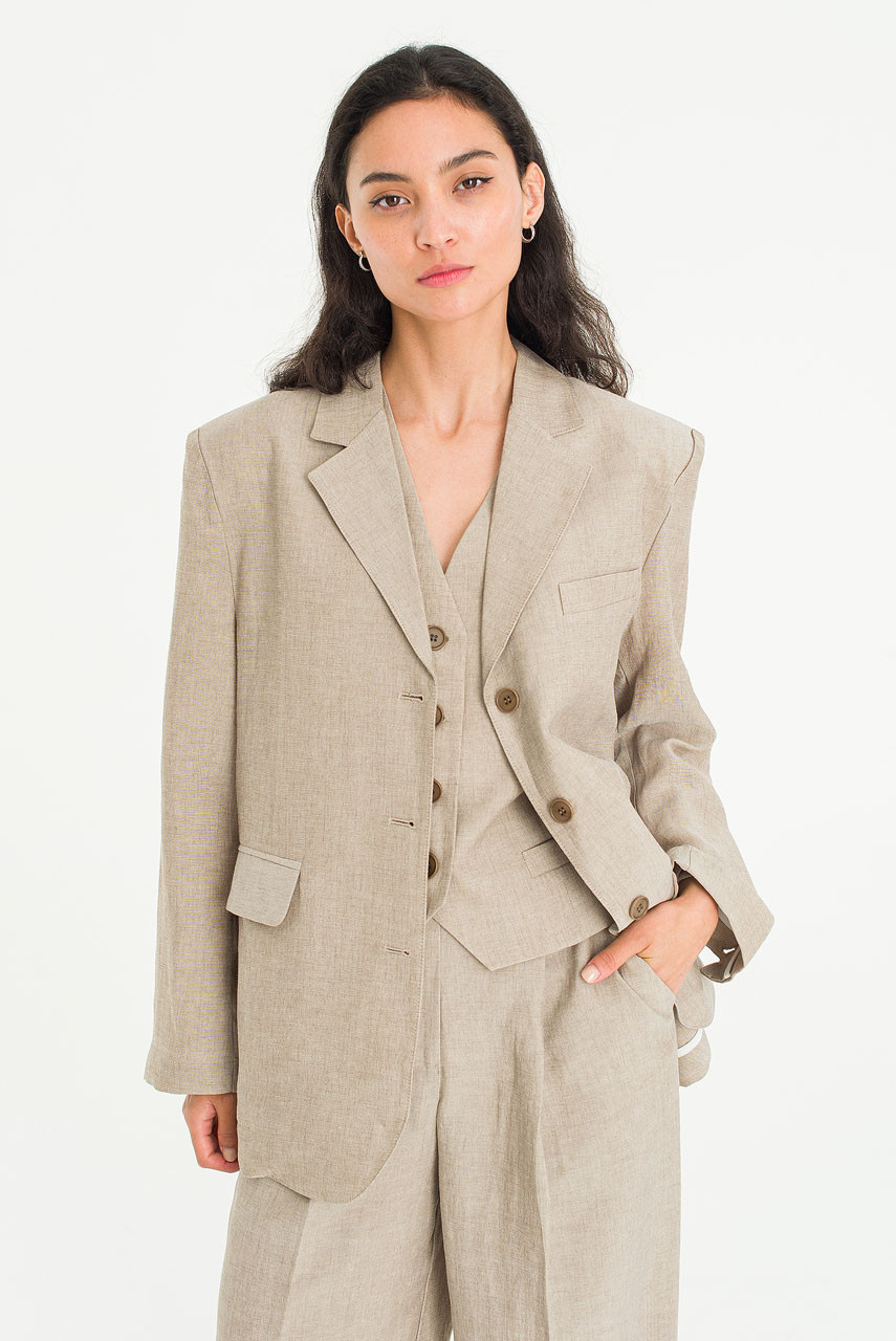 ジャケット・アウター 10-30s brown linen jacket Sonia Linen Jacket, Mocha