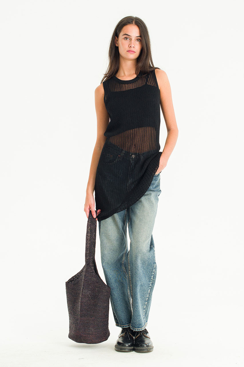 TODAYFUL - louren front botton sheer knit  ブラック Off-Shoulder Buckle Knit Sweater CD322 - Korean Women's