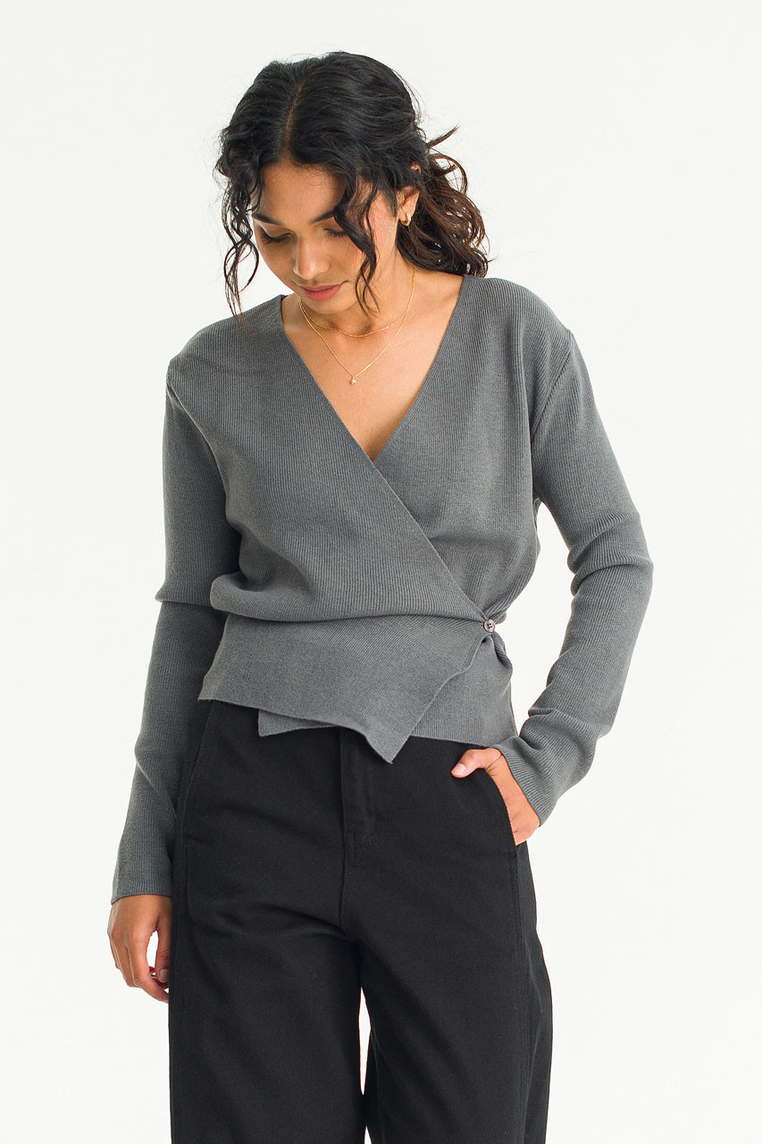 Hana Wrap Knit, Grey
