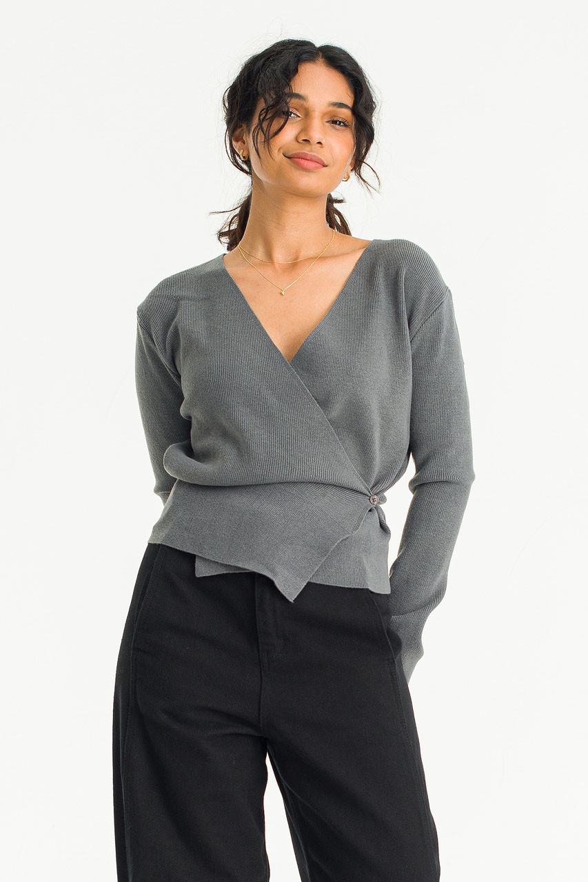 Hana Wrap Knit, Grey
