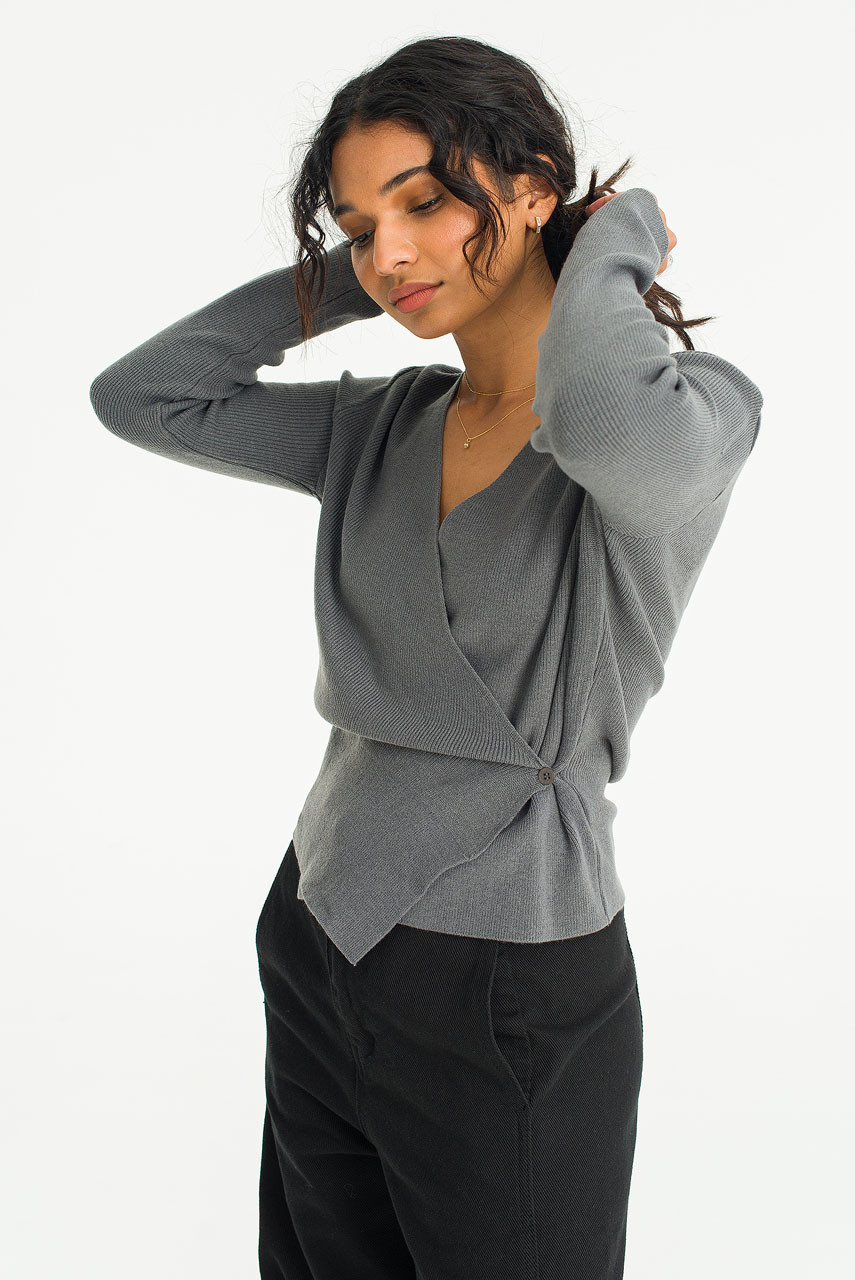 Hana Wrap Knit, Grey