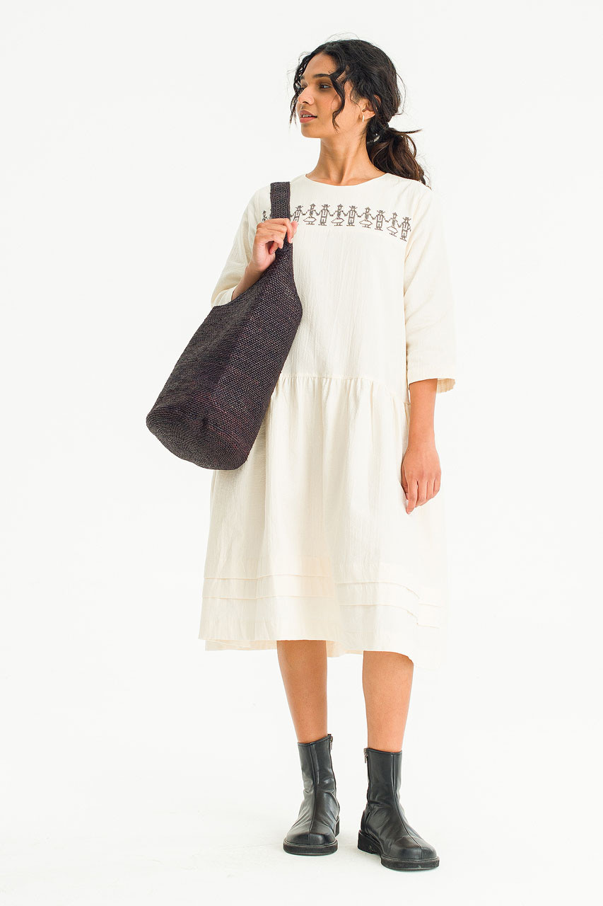 ワンピース Symbol embroidery mini skirt ivory Kyoko Miniature Embroidery Dress, Ivory