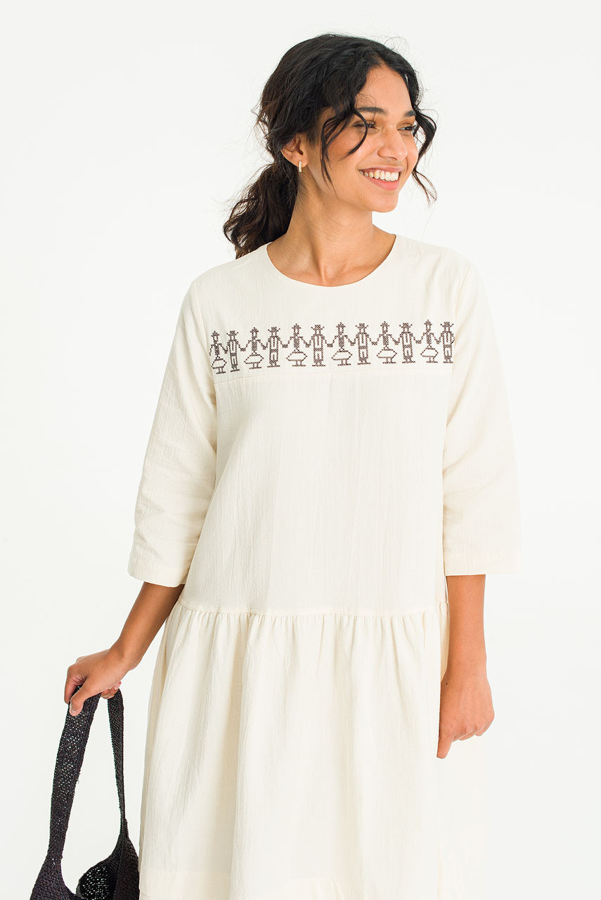 Kyoko Miniature Embroidery Dress, Ivory