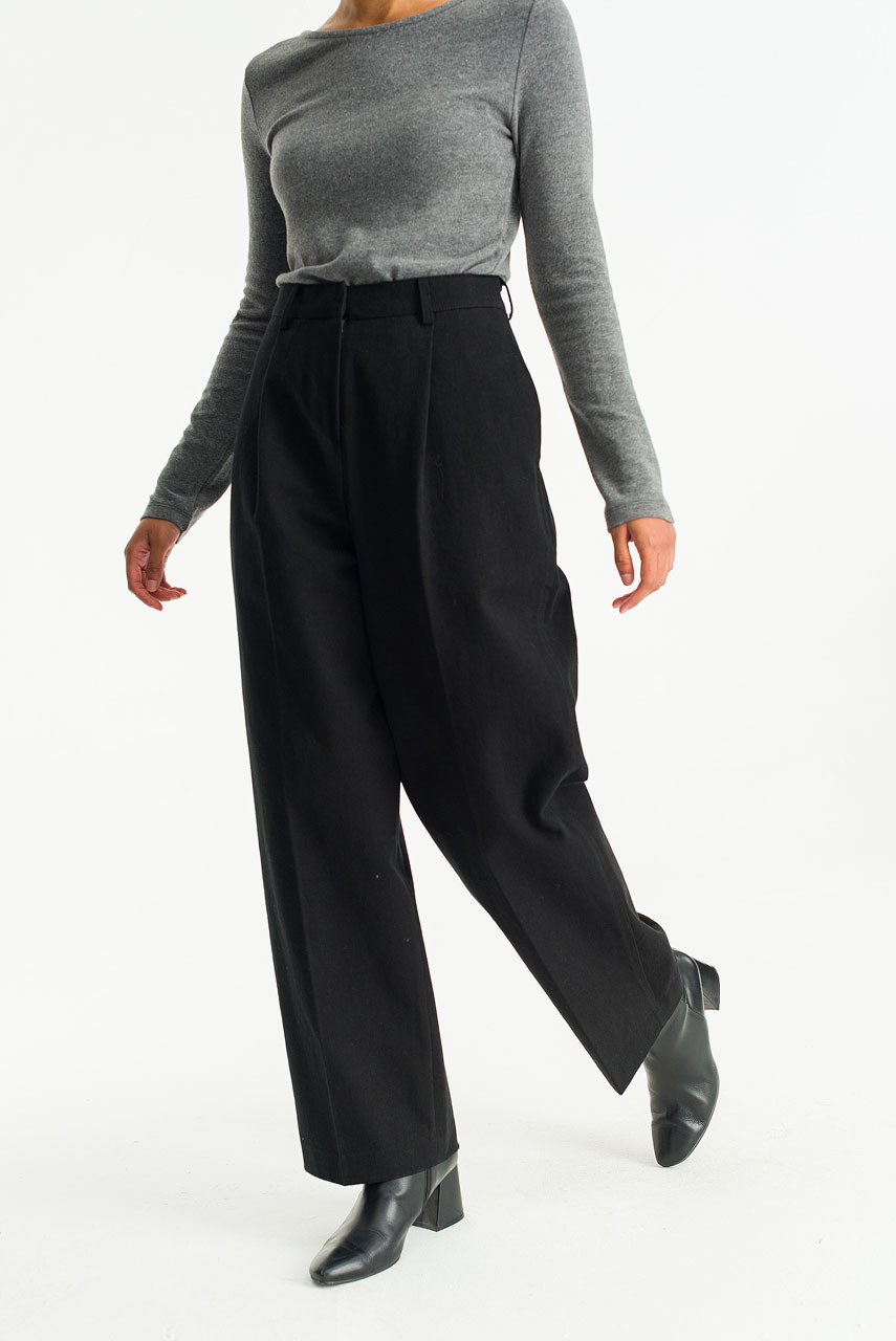 Haim Cotton Pleated Pants, Black