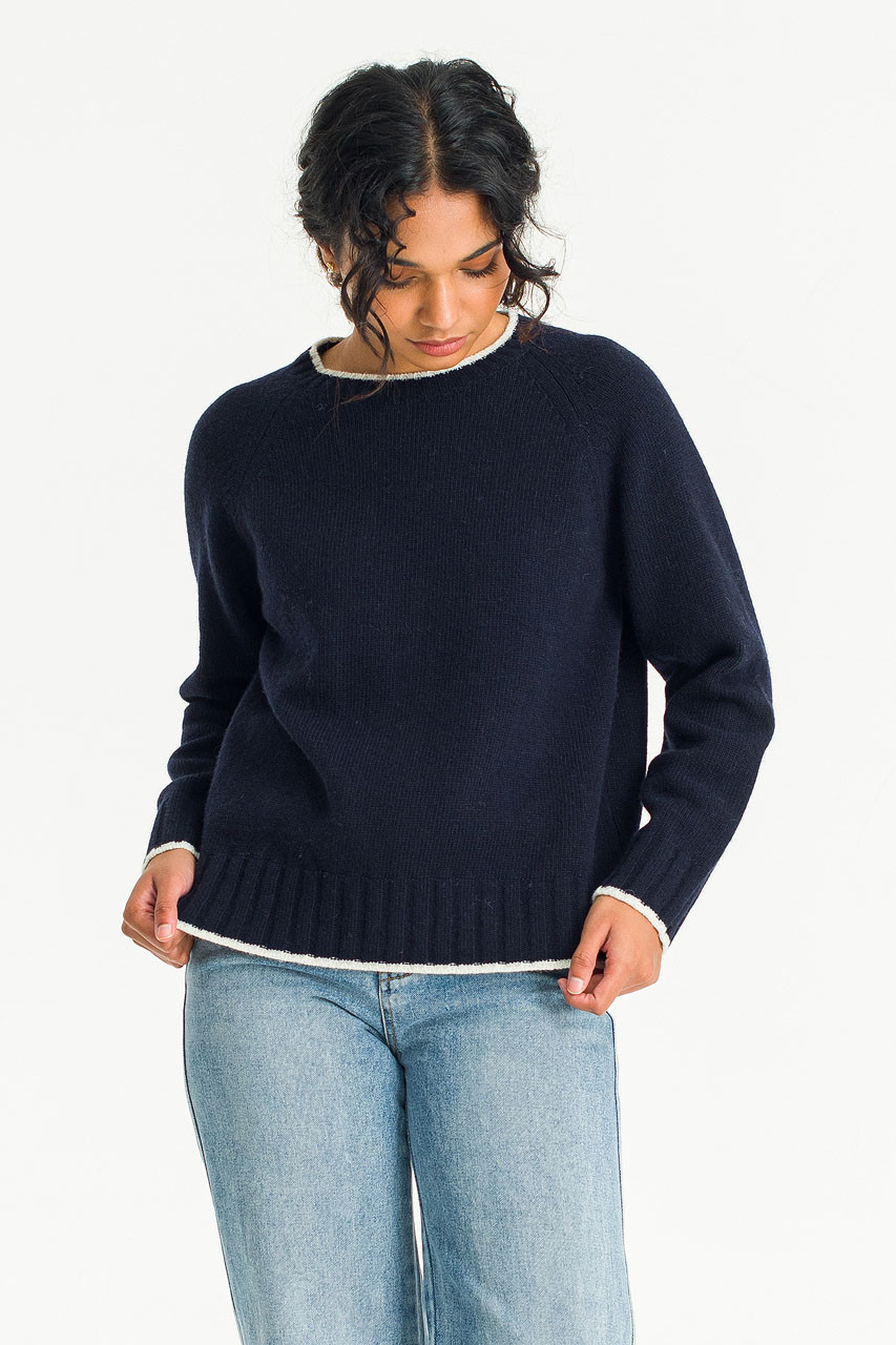 Elena Contrast Colour Jumper, Navy