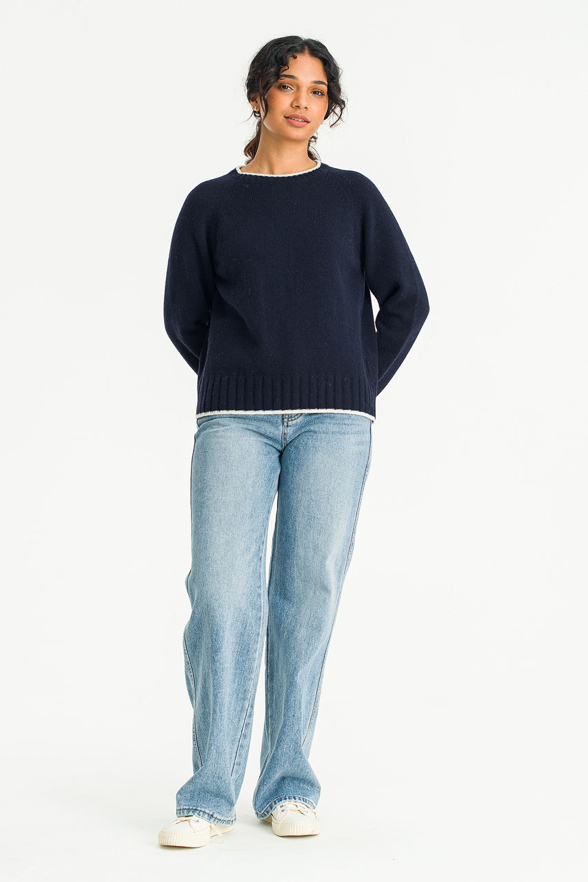 Elena Contrast Colour Jumper, Navy