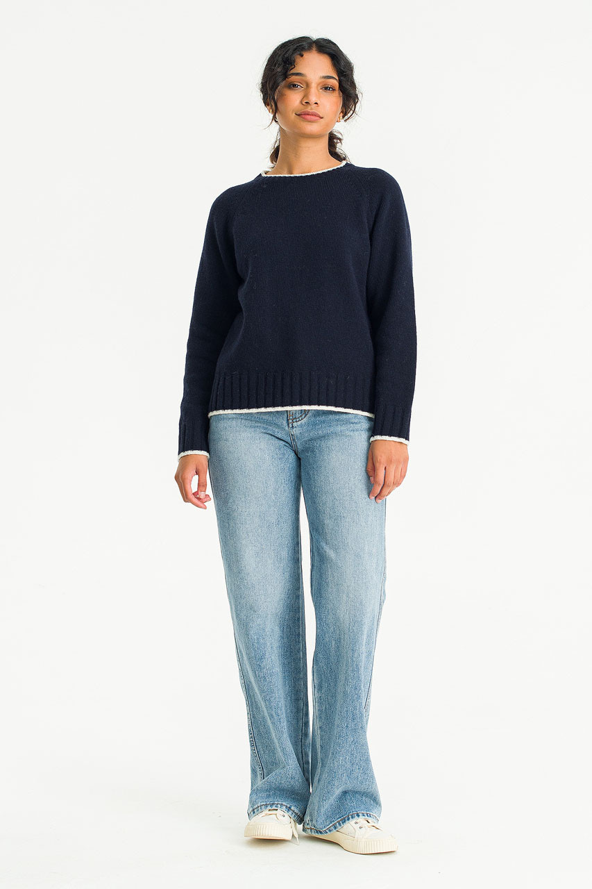 Elena Contrast Colour Jumper, Navy