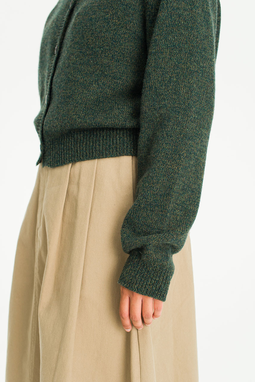 Rina Classic Wool Cardigan, Deep Green