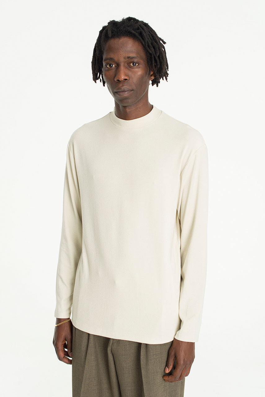 Menswear | Mock Neck Tee, Light Beige